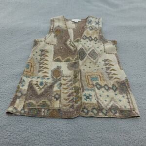 Style New York Vest Womens Small Navajo Aztec 90s Sweater Button Up Brushed Knit